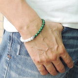 Men's Women White Howlite Malachite Adjustable Braided Bracelet 925 Sterling Silver Cross Spacers DiyNotion BR898
