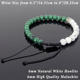 Men's Women White Howlite Malachite Adjustable Braided Bracelet 925 Sterling Silver Cross Spacers DiyNotion BR898