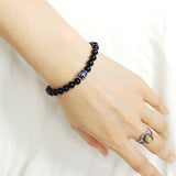 Men's Women Black Onyx Adjustable Bracelet 925 Sterling Silver Bead DiyNotion BR730