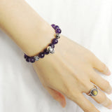 Men's Women Bracelet with Amethyst Sterling Silver Skull Cross Beads DiyNotion Handmae BR762