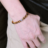 Men's Women Brown Tiger Eye Adjustable Braided Bracelet 925 Sterling Silver Fleur de Lis Bead DiyNotion BR769
