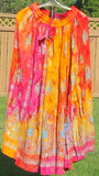 Orange Pink TieDye Rayon Skirt (Shipped from Canada)