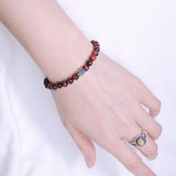 Men's Women Red Tiger Eye Adjustable Braided Bracelet 925 Sterling Silver Fleur de Lis Bead DiyNotion BR770