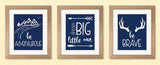 Navy Nursery Wall Art, Set of 3, Dream Big Little One, Be Brave, Be Adventurous, Printable Wall Art, INSTANT DOWNLOAD,  Baby's Nursery Print