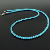 Men's Women 3mm Blue Turqouise 925 Sterling Silver Necklace with Seamless Beads & Clasp DiyNotion Handmade NK143
