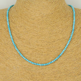 Men's Women 3mm Blue Turqouise 925 Sterling Silver Necklace with Seamless Beads & Clasp DiyNotion Handmade NK143