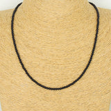 Men's Women 3mm Black Onyx 925 Sterling Silver Necklace Seamless Beads & Clasp DiyNotion Handmade NK144