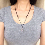 Men's Women Adjustable Necklace 925 Sterling Silver Fleur de Lis Pendant with Wax Rope DiyNotion NK145