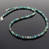 Men's Women 4mm Rare Peru Chryscolla 925 Sterling Silver Necklace Seamless Beads & Clasp DiyNotion Handmade NK146