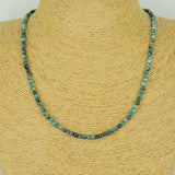 Men's Women 4mm Rare Peru Chryscolla 925 Sterling Silver Necklace Seamless Beads & Clasp DiyNotion Handmade NK146