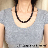 Men's Women Matte Black Onyx Necklace 925 Sterling Silver Spacers Clasp DiyNotion Handmade NK147