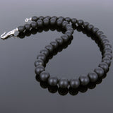 Men's Women Matte Black Onyx Necklace 925 Sterling Silver Spacers Clasp DiyNotion Handmade NK147