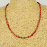 Men's Women 4mm Red Jasper Stone 925 Sterling Silver Necklace Seamless Beads & Clasp DiyNotion Handmade NK148