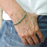 Men's Women Peru Chrysocolla Sterling Silver Bracelet Natural Rare Gemstone DiyNotion Handmade BR904