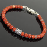 Men's Women Red Jasper Stone Sterling Silver Bracelet Natural Gemstone DiyNotion Handmade BR906