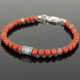 Men's Women Red Jasper Stone Sterling Silver Bracelet Natural Gemstone DiyNotion Handmade BR906