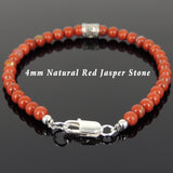 Men's Women Red Jasper Stone Sterling Silver Bracelet Natural Gemstone DiyNotion Handmade BR906