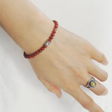 Men's Women Red Jasper Stone Sterling Silver Bracelet Natural Gemstone DiyNotion Handmade BR906