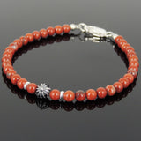 Men's Women Red Jasper Stone Sterling Silver Bracelet Cross Bead DiyNotion Handmade BR907
