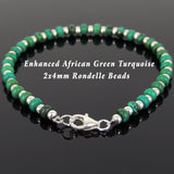 Men's Women African Green Turquoise Sterling Silver Bracelet DiyNotion Handmade BR908