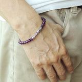 Men's Women Amethyst Sterling Silver Bracelet 925 Stamp Lucky Charm Handmade DiyNotion BR909