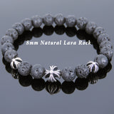 Men's Women Bracelet with Lava Rock Sterling Silver Cross Beads DiyNotion Handmae BR767