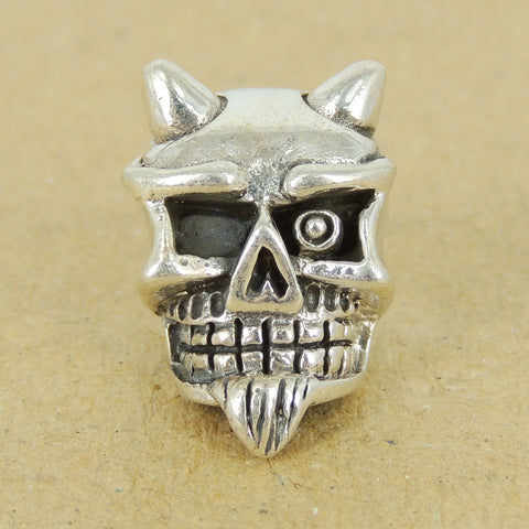 Sterling Silver Skull Warrior Charm Bead 925 Stamp Vintage WSP432 Wholesale: See Discount Coupons in Item Details