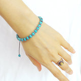 Men's Women Enhanced Turquoise Adjustable Braided Bracelet 925 Sterling Silver Spacers DiyNotion BR854