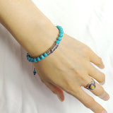 Men's Women Enhanced Turquoise Adjustable Braided Bracelet 925 Sterling Silver Dragon Charm DiyNotion BR792