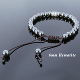 Men's Women Hematite Adjustable Braided Bracelet 925 Sterling Silver Fleur de Lis Bead DiyNotion BR774