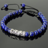 Men's Women Lapis Lazuli Adjustable Braided Bracelet 925 Sterling Silver Dragon Charm DiyNotion BR785