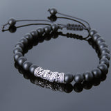 Men's Women Matte Black Onyx Adjustable Braided Bracelet 925 Sterling Silver Dragon Charm DiyNotion BR786