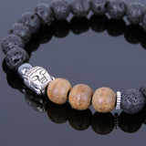 Men's Women Lava Rock Hematite Agarwood Tibetan Silver Bracelet Sakyamuni Buddha Yoga Mala DiyNotion Handmade T212