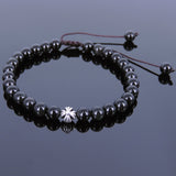 Men's Women Black Obsidian Adjustable Braided Bracelet Tibetan Silver Cross Bead DiyNotion T107