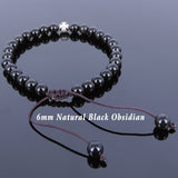 Men's Women Black Obsidian Adjustable Braided Bracelet Tibetan Silver Cross Bead DiyNotion T107