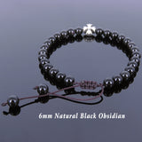 Men's Women Black Obsidian Adjustable Braided Bracelet Tibetan Silver Cross Bead DiyNotion T108