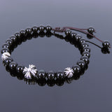Men's Women Black Obsidian Adjustable Braided Bracelet Tibetan Silver Cross Beads DiyNotion T109
