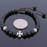 Men's Women Black Obsidian Adjustable Braided Bracelet Tibetan Silver Cross Beads DiyNotion T109