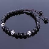 Men's Women Black Obsidian Adjustable Braided Bracelet Tibetan Silver Cross Beads DiyNotion T110