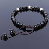 Men's Women Black Obsidian Adjustable Braided Bracelet Tibetan Silver Cross Beads DiyNotion T110