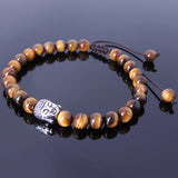 Men's Women Brown Tiger Eye Adjustable Braided Bracelet Tibetan Silver Buddha Buddhism Spacer DiyNotion T111