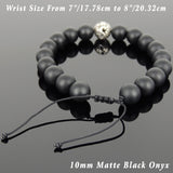 Men's Women Matte Black Onyx Adjustable Braided Bracelet 925 Sterling Silver Dragon Bead DiyNotion BR913