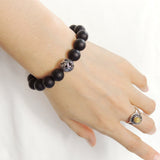 Men's Women Matte Black Onyx Adjustable Braided Bracelet 925 Sterling Silver Dragon Bead DiyNotion BR913