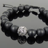 Men's Women Matte Black Onyx Adjustable Braided Bracelet 925 Sterling Silver Dragon Bead DiyNotion BR913