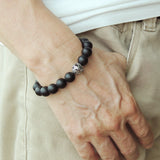 Men's Women Matte Black Onyx Adjustable Braided Bracelet 925 Sterling Silver Dragon Bead DiyNotion BR913