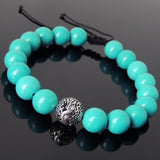 Men's Women Blue Turquoise Adjustable Braided Bracelet 925 Sterling Silver Dragon Bead DiyNotion BR920