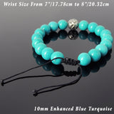 Men's Women Blue Turquoise Adjustable Braided Bracelet 925 Sterling Silver Dragon Bead DiyNotion BR920