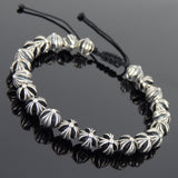 Men's Women Adjustable Braided Bracelet 925 Sterling Silver Cross Beads DiyNotion BR923