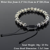 Men's Women Adjustable Braided Bracelet 925 Sterling Silver Cross Beads DiyNotion BR923