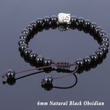 Men's Women Black Obsidian Adjustable Braided Bracelet Tibetan Silver Buddha Head Bead Buddhism DiyNotion T112